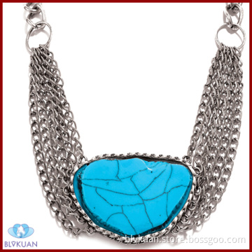women magnetic pendant natural turquoise necklace